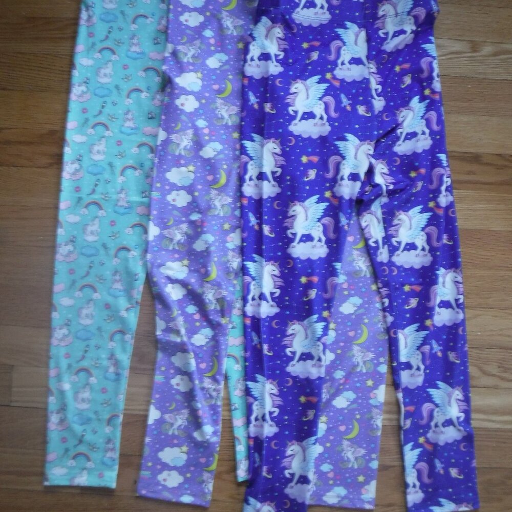 Quedoris Girls Unicorn Leggings Size 150 - Set of 3 NWT
